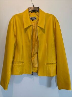 Generra Yellow Faux Leather Jacket XL Fall